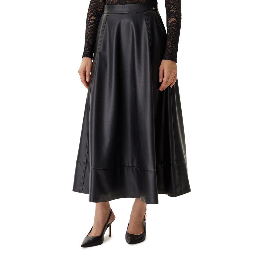Guess Lange rok van imitatieleer – Zwart