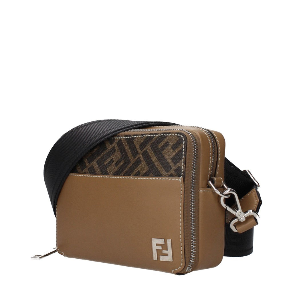 Fendi Compacte crossbodytas met zilverkleurige details – Bruin