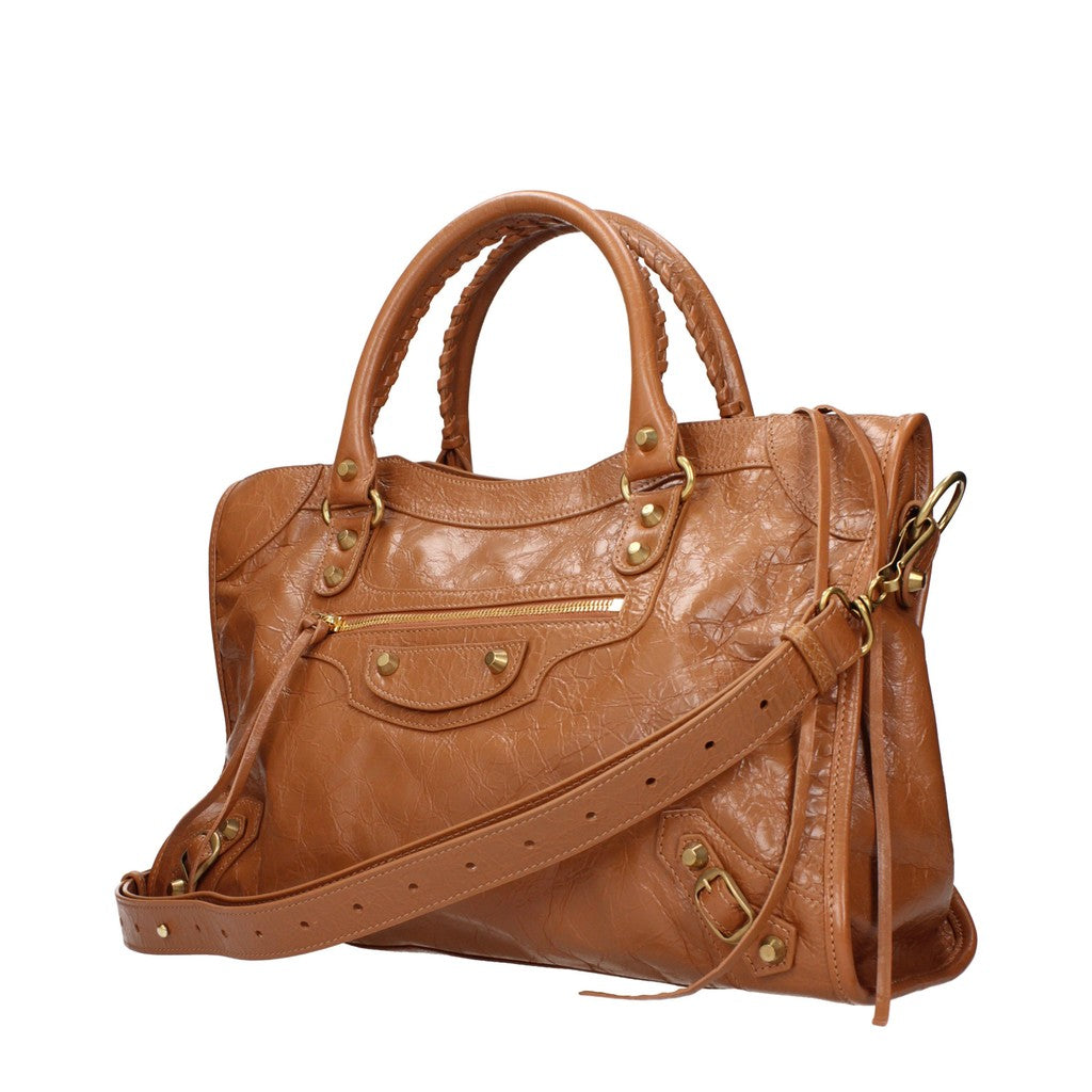 Balenciaga Ruime handtas met goudkleurige details – Cognac