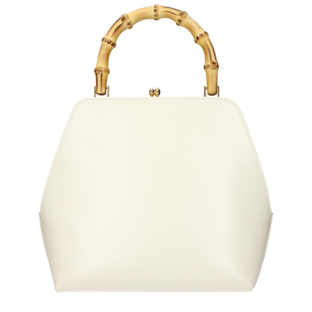 Jil Sander Goji Bamboo Square Handtas met clips-sluiting – Crème