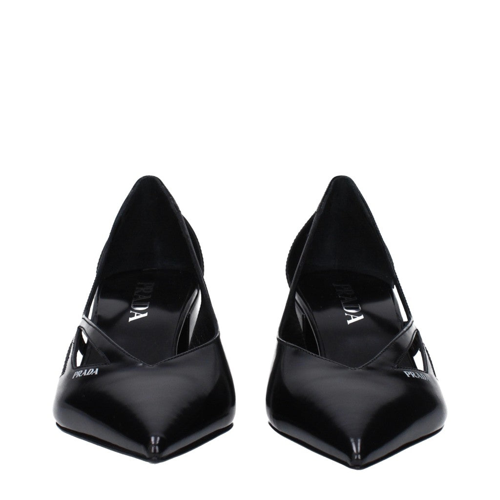 Prada Leren pumps met cut-outs – Zwart