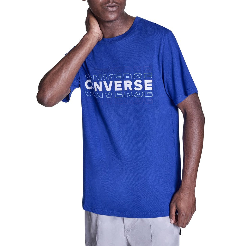 Converse T-shirt met ronde hals en bedrukt logo – Blauw