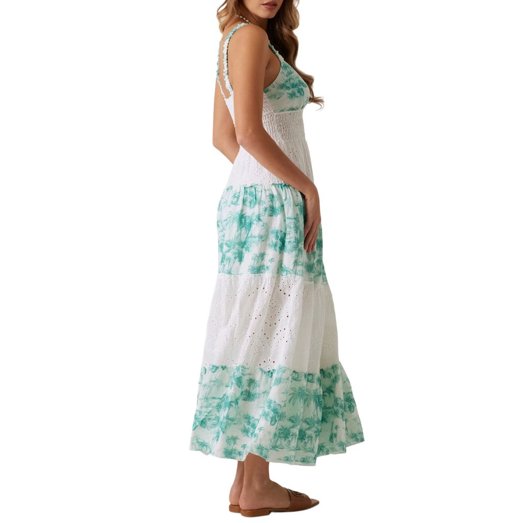 Guess Maxi-jurk met hartvormige halslijn en schouderbandjes – Turquoise