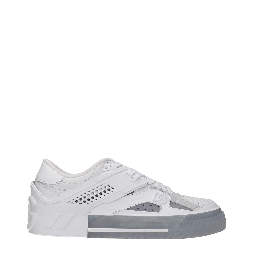 Dolce & Gabbana Sneakers van leer, suède en stof – Wit / Zilver