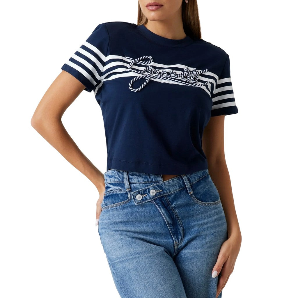 Guess Tweekleurig T-shirt met logoborduring – Wit