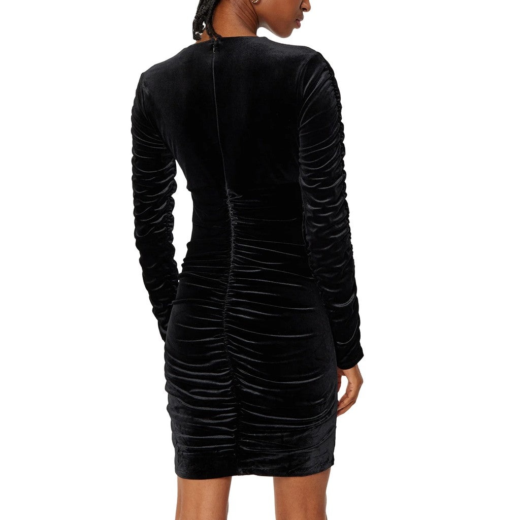 Guess Fluwelen jurk met V-hals en lange mouwen – Zwart