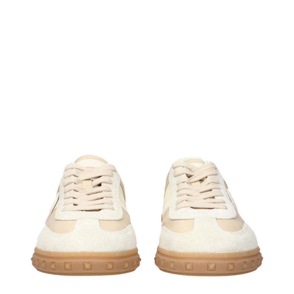 Valentino Garavani Upvillage Sneakers van stof, suède en leer – Beige / Ivoor