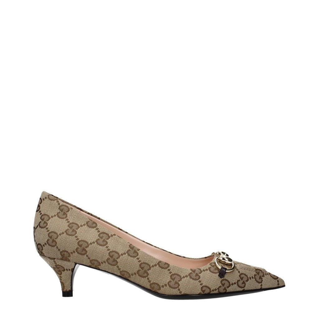 Gucci Pumps met lage hak en puntige neus – Beige