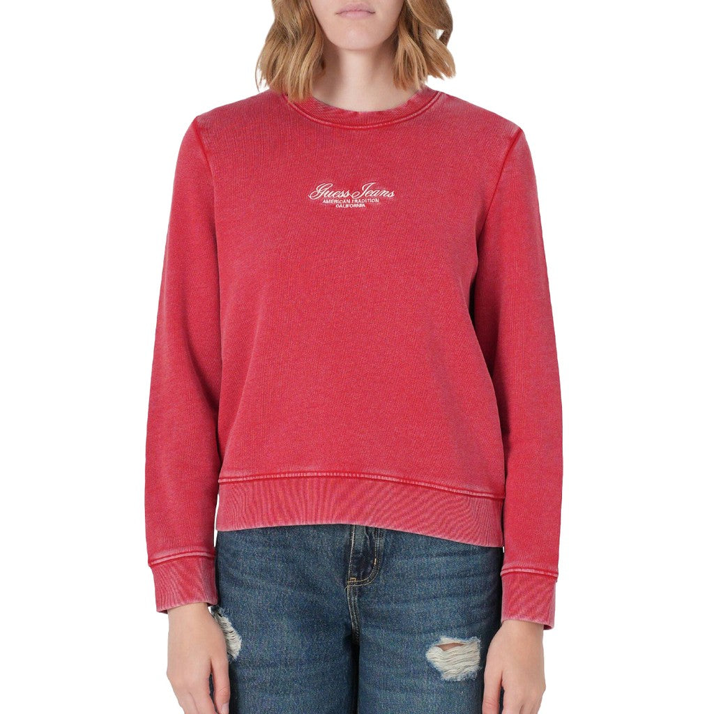 Guess Katoenen sweater met geborduurd logo – Rood
