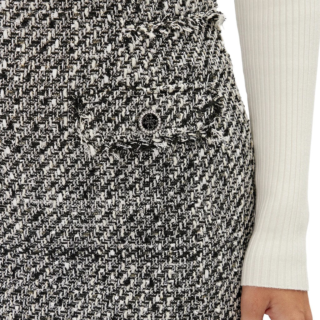 Guess Tweekleurige rok met knoop- en ritssluiting – Zwart / Wit
