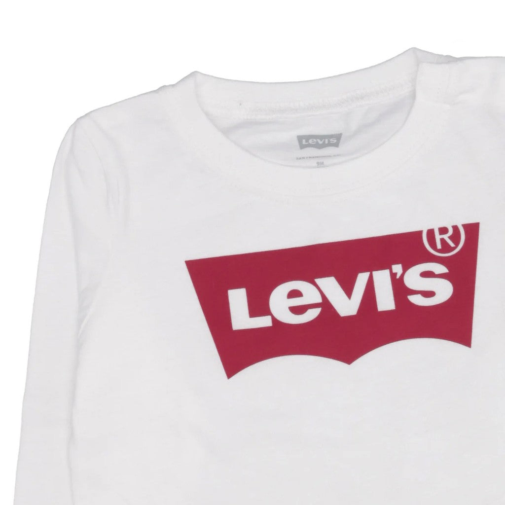 Levi's Kids T-shirt met lange mouwen en bedrukt logo – Wit