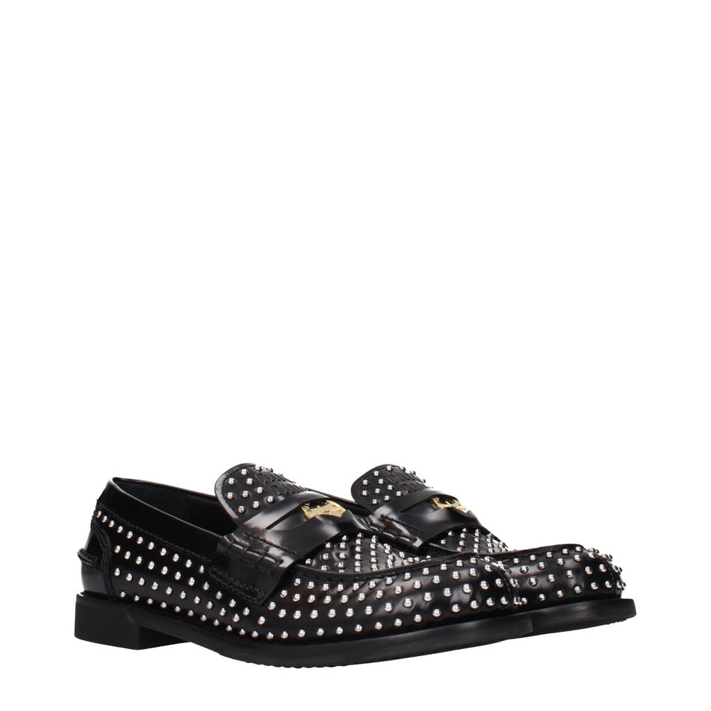 Miu Miu Loafers van geborsteld leer – Zwart