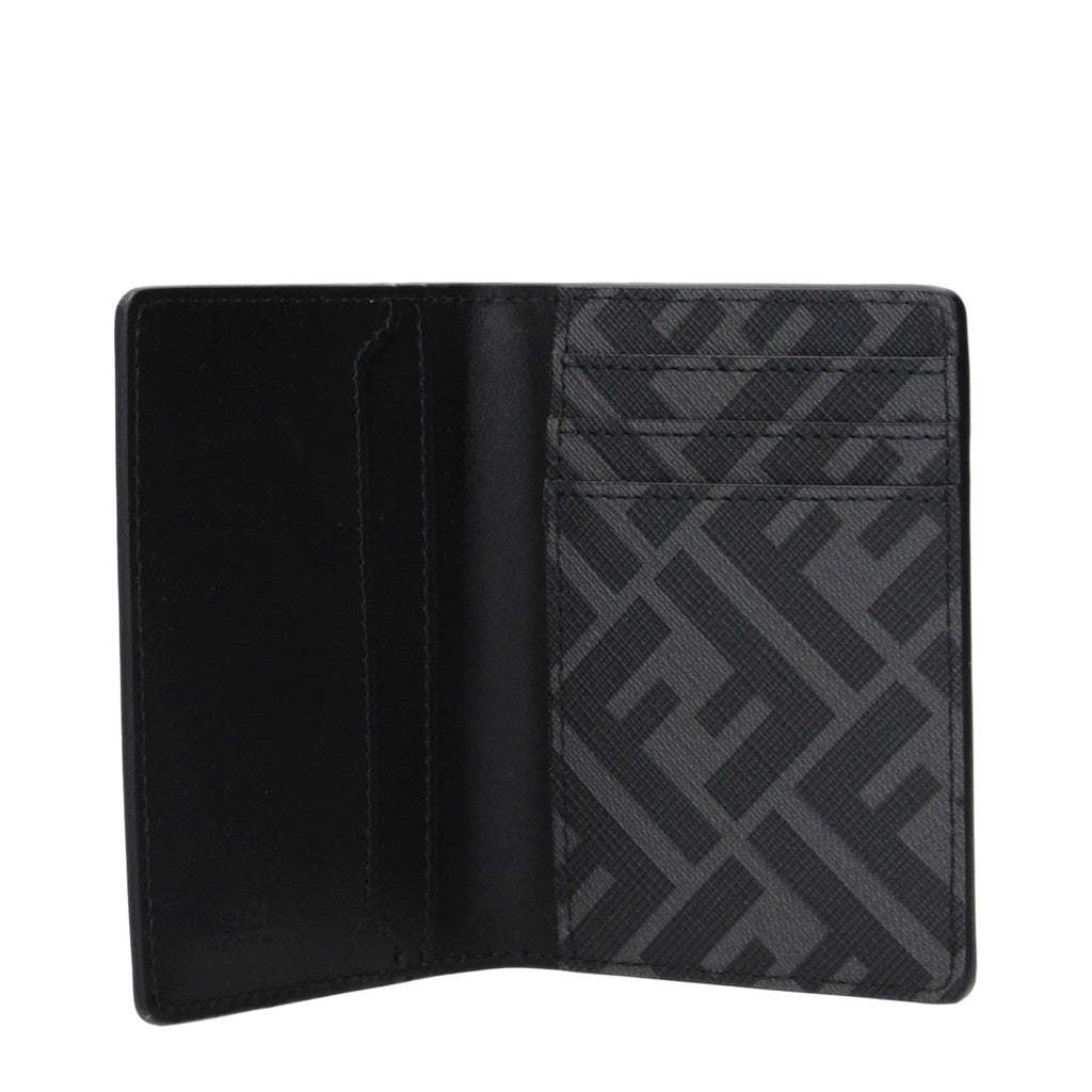 Fendi Compacte portemonnee met zilverkleurige details – Zwart