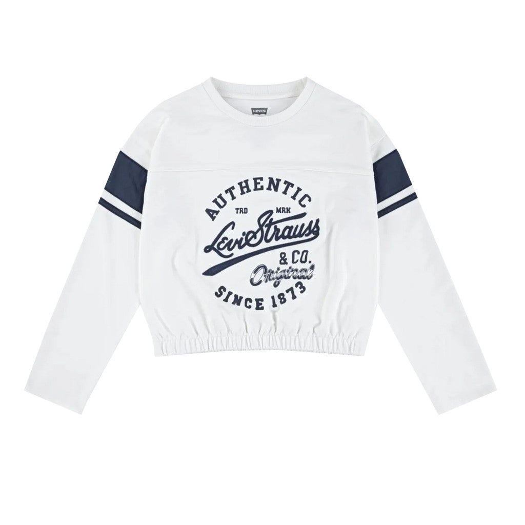 Levi's Kids Tweekleurige sweater met ronde hals – Wit