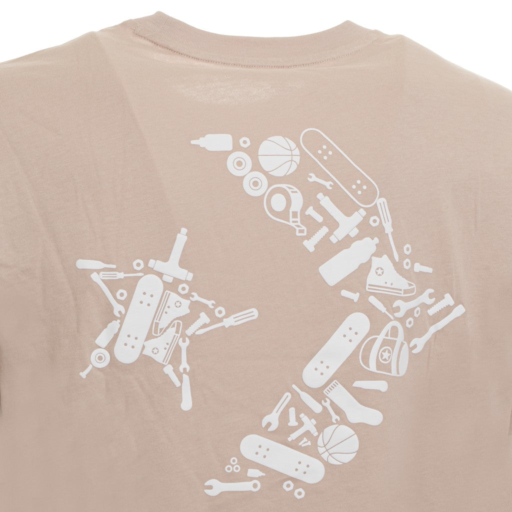Converse Tweekleurig T-shirt met bedrukt logo – Beige