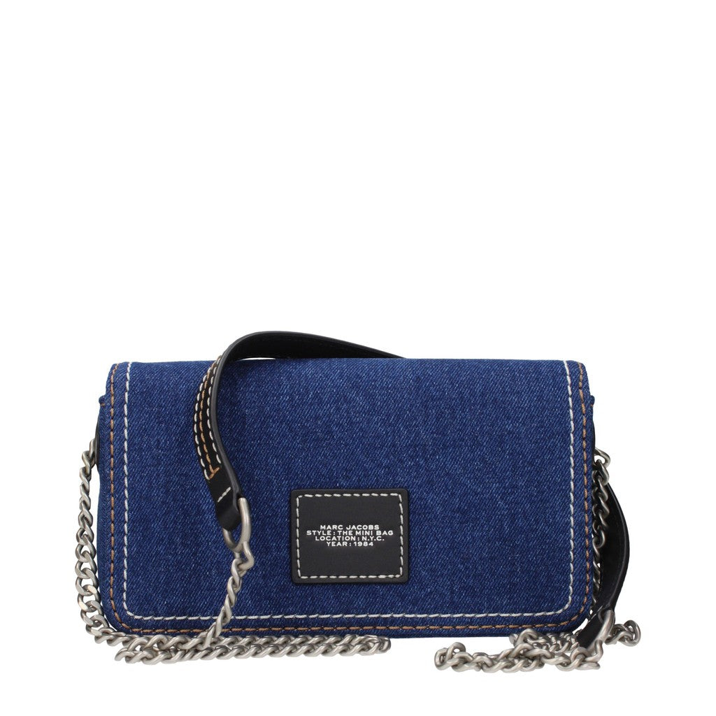 Marc Jacobs The Mini Bag Crossbodytas van stof en leer – Marineblauw