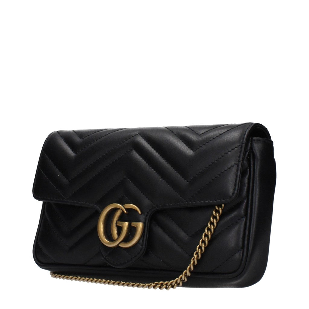 Gucci GG Marmont Platte schoudertas met knoopsluiting – Zwart