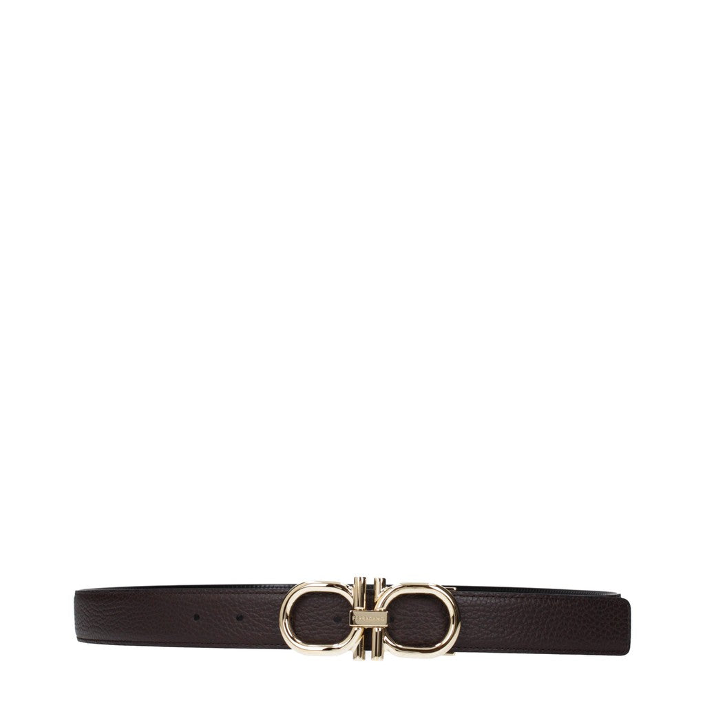 Salvatore Ferragamo Riem met goudkleurige details – Bruin / Zwart