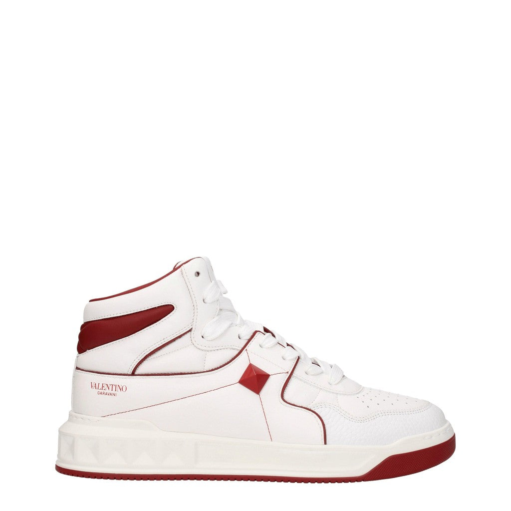 Valentino Garavani One Stud Sneakers van leer – Wit / Rood