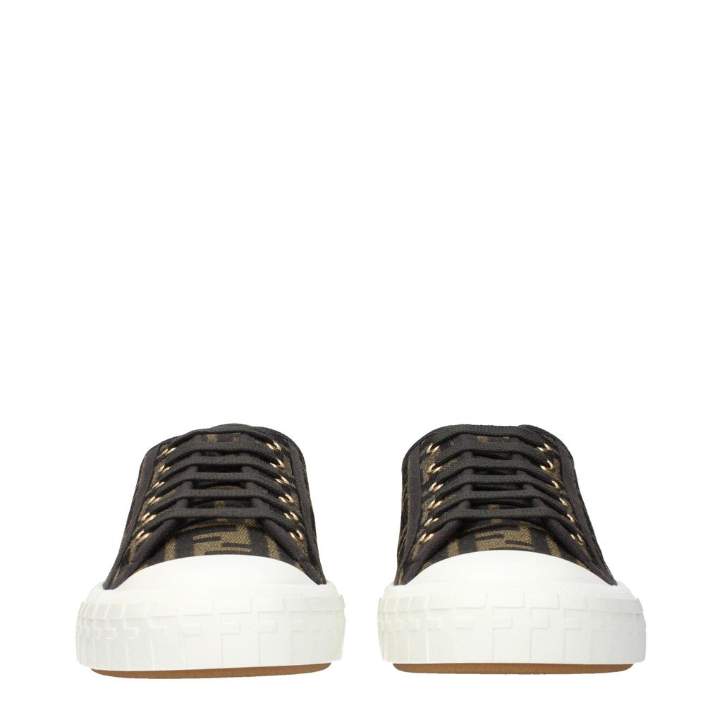 Fendi Sneakers met veters en goudkleurige details – Bruin