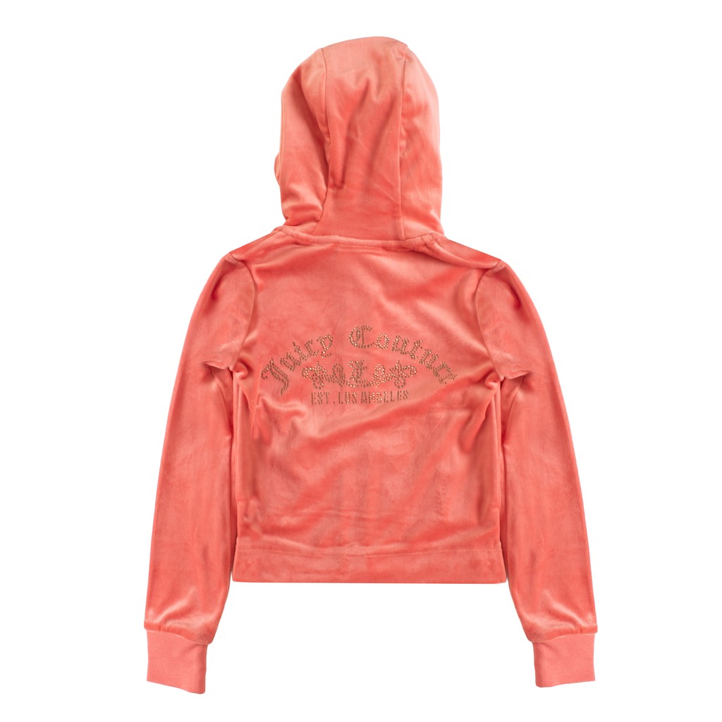 Juicy Couture Kids Chenille hoodie met rits – Koraal