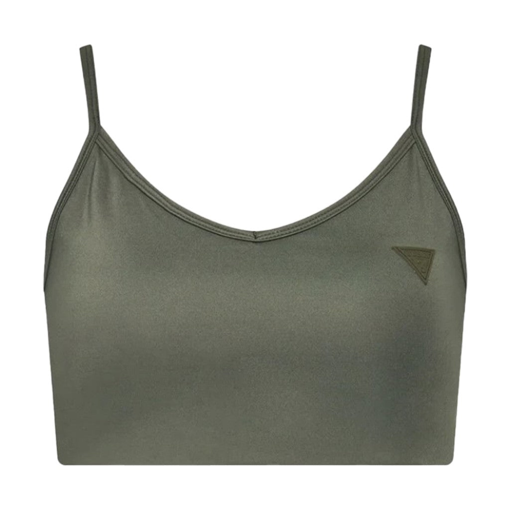 Guess Effen sport-bh met logo – Olijfgroen