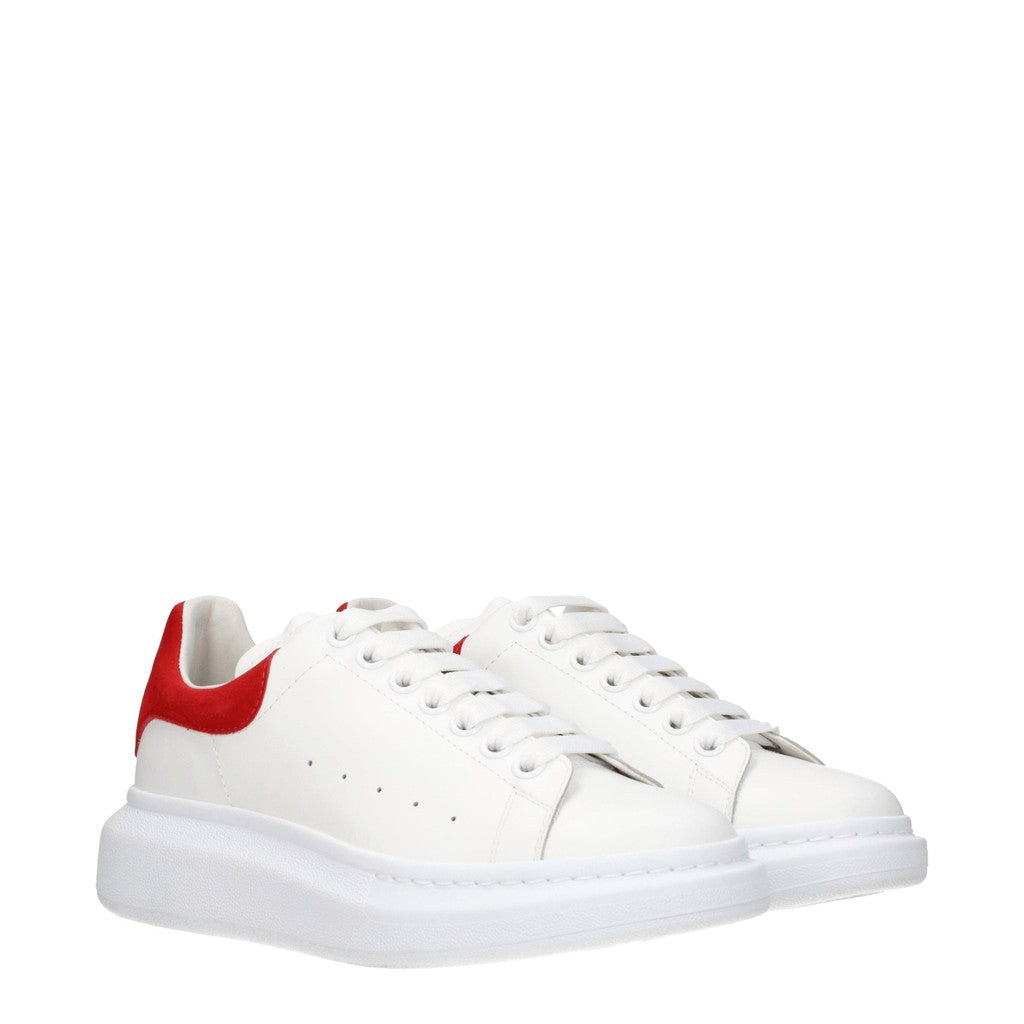 Alexander McQueen Oversized Sneakers van leer en suède – Wit / Rood