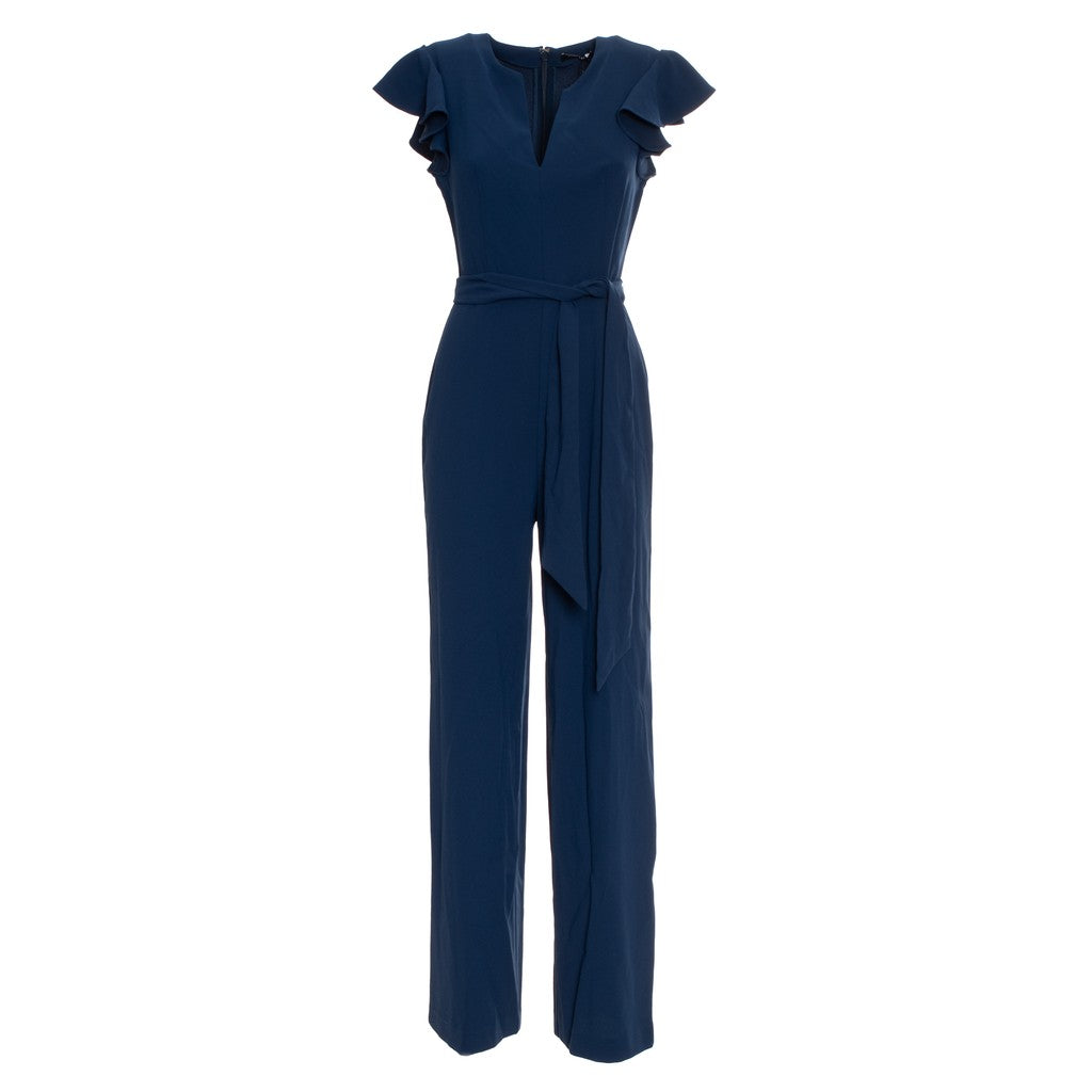 Guess Mouwloze jumpsuit met V-hals en ceintuur – Marineblauw