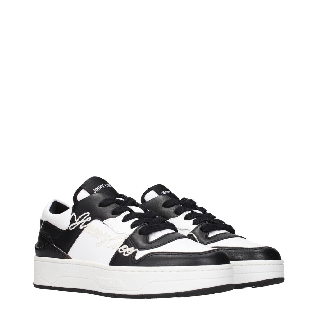 Jimmy Choo Florent Sneakers met vetersluiting en ronde neus – Zwart / Wit
