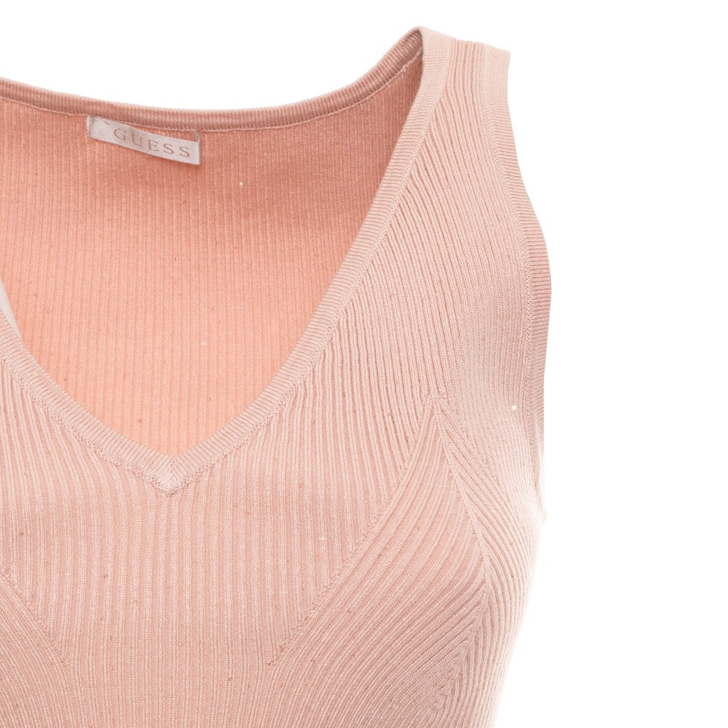 Guess Top met V-hals en logo – Roze