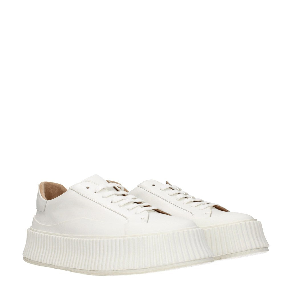 Jil Sander Low-Top Sneakers van leer met hak – Wit