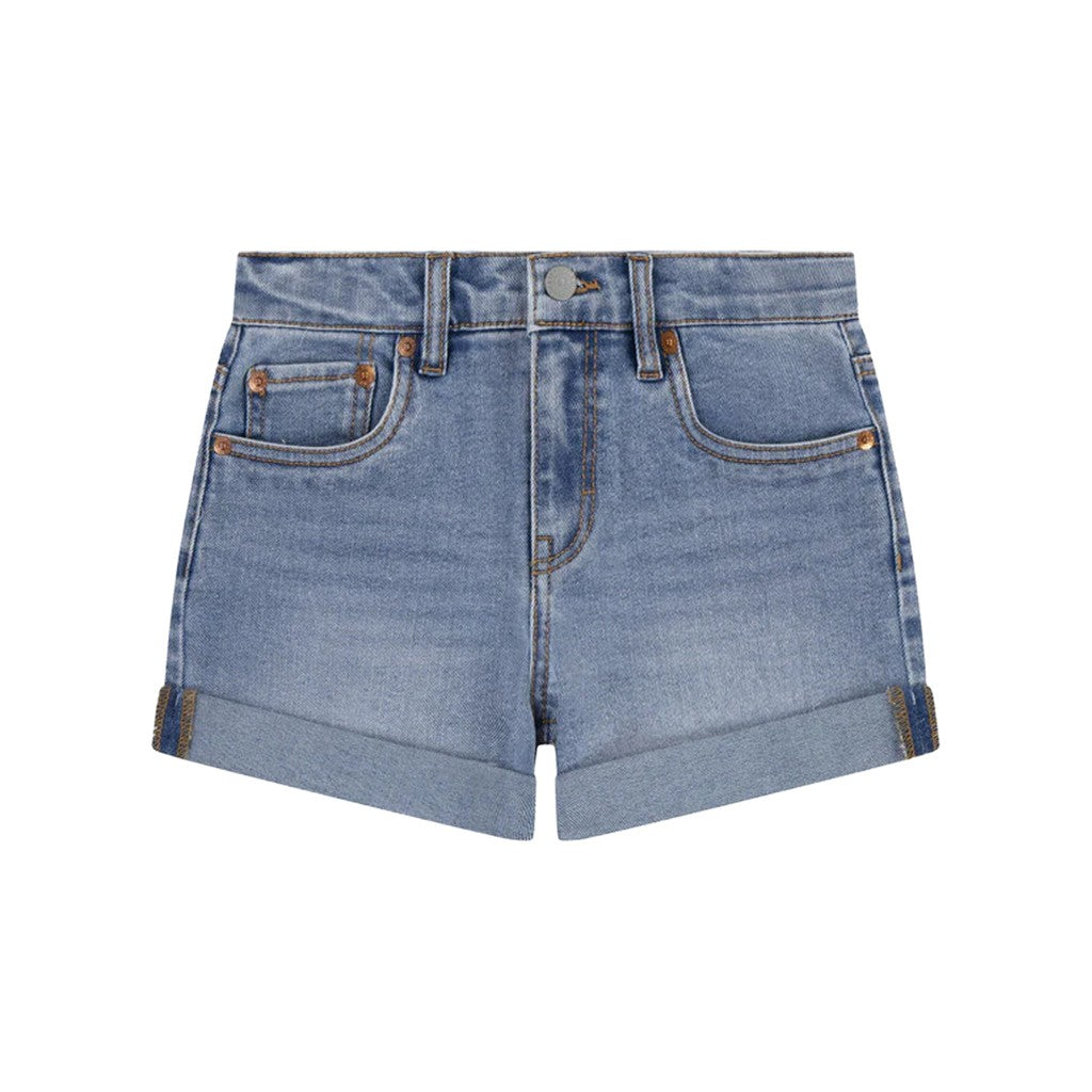 Levi's Kids Jeansshort met logo en rits- en knoopsluiting – Middenblauw