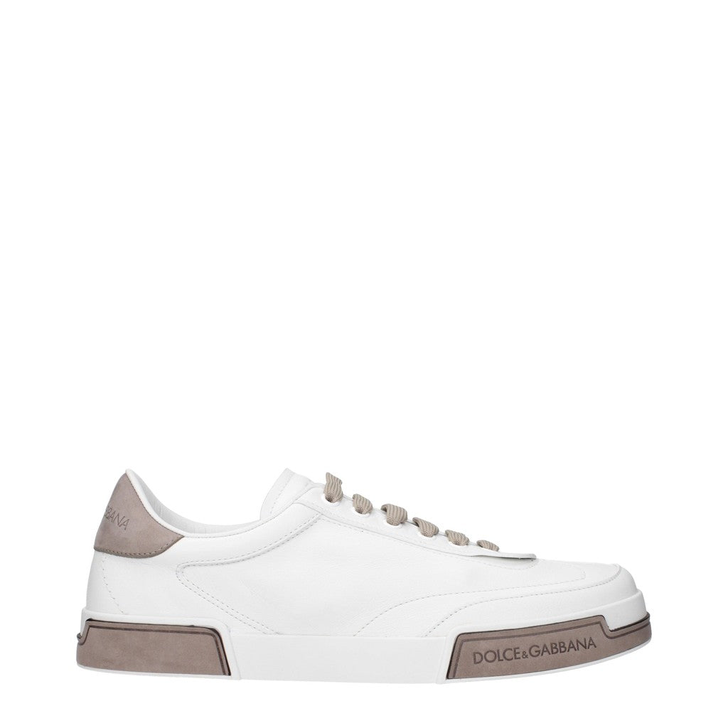 Dolce & Gabbana Sneakers van leer en suède met leren zool – Wit / Beige