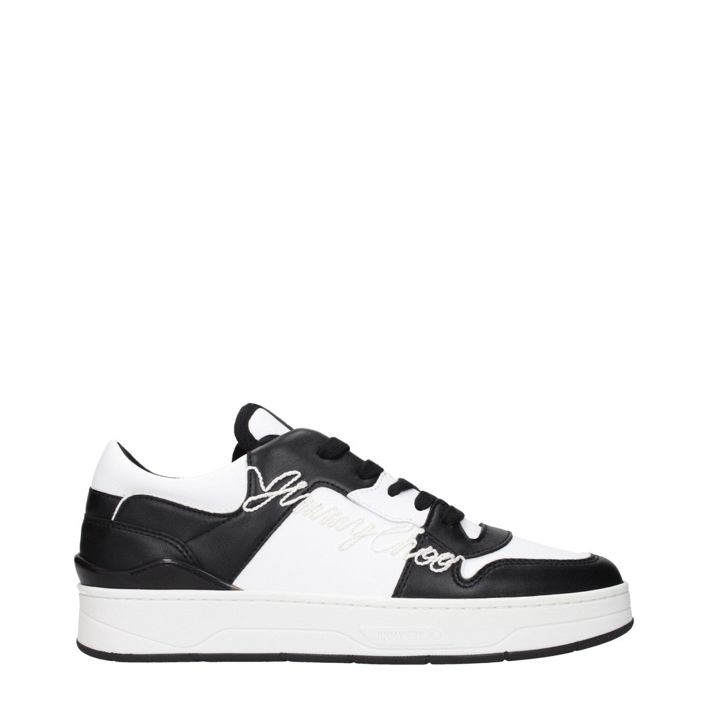 Jimmy Choo Florent Sneakers met vetersluiting en ronde neus – Zwart / Wit