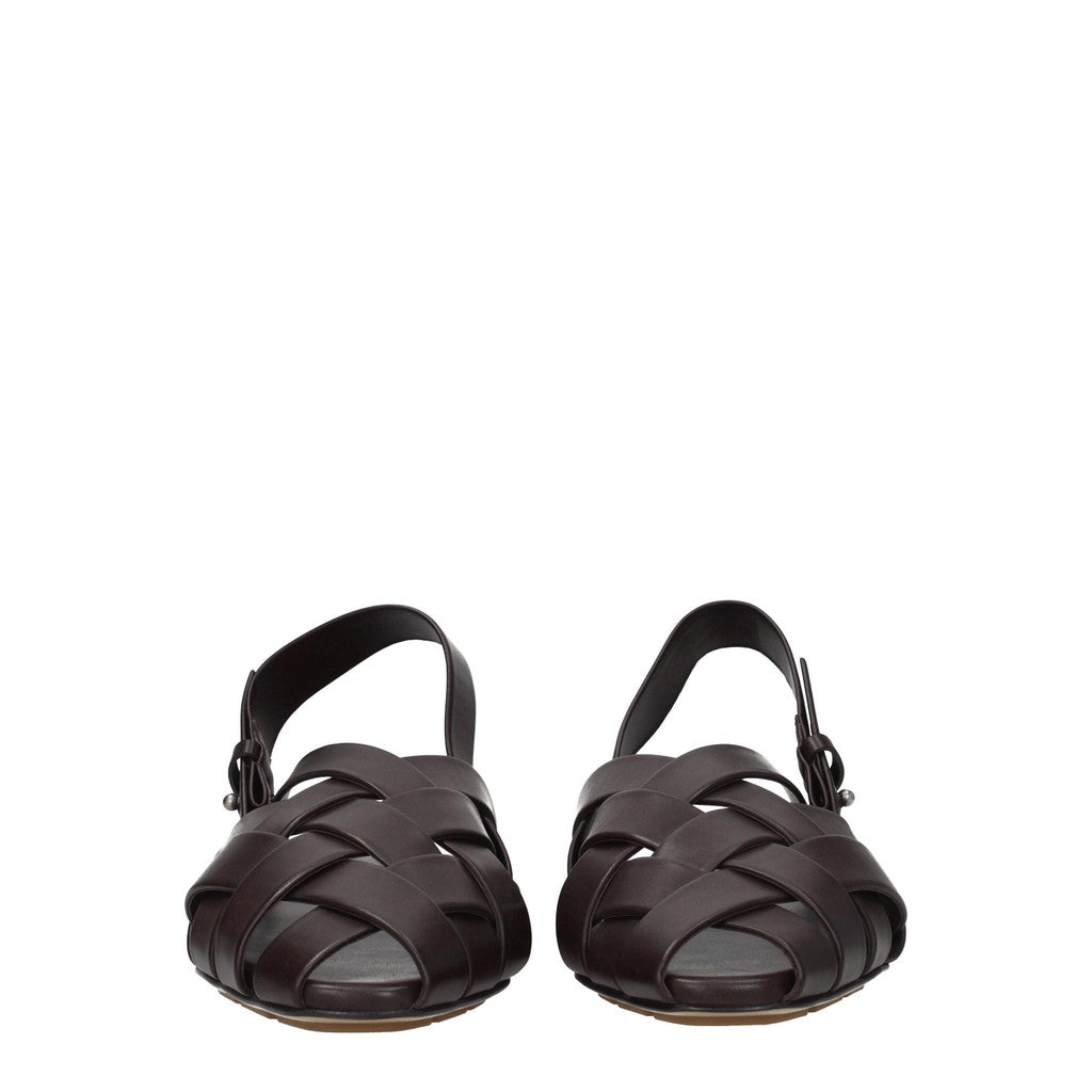 Bottega Veneta Leren herensandalen met open neus – Bruin