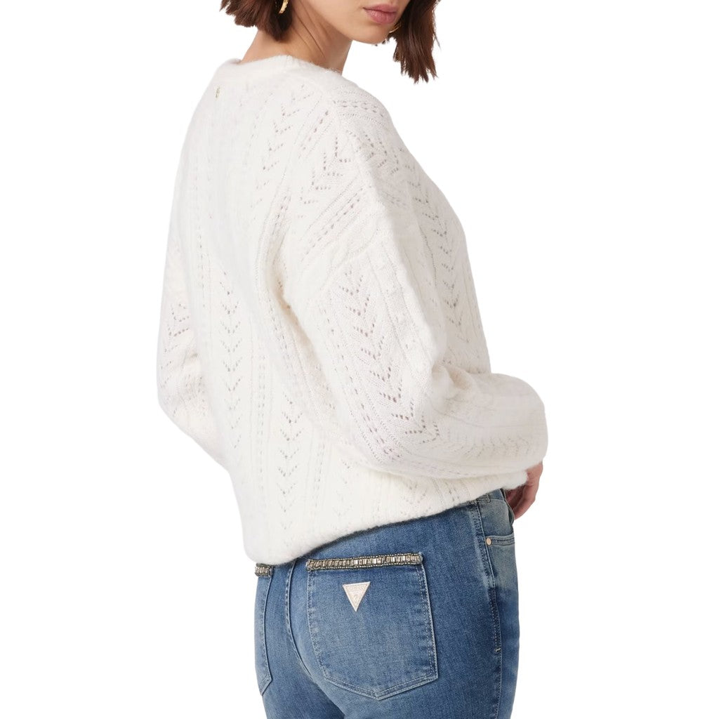 Guess Gebreide trui met ronde hals – Wit