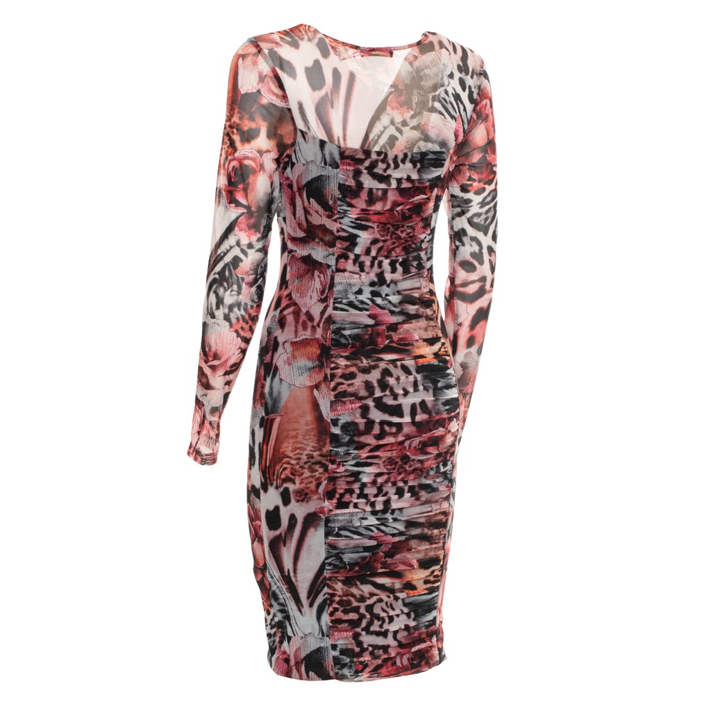 Guess Jurk met dierenprint en lange mouwen – Meerkleurig