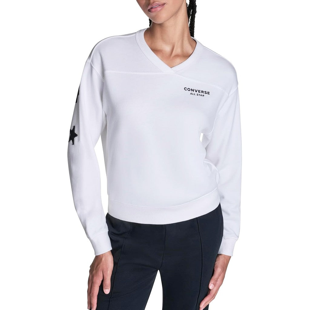 Converse Tweekleurige sweater van geborstelde stof – Wit