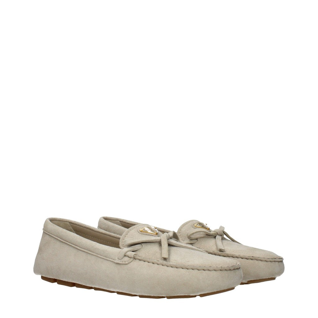 Prada Suède mocassins met rubberen zool – Grijs