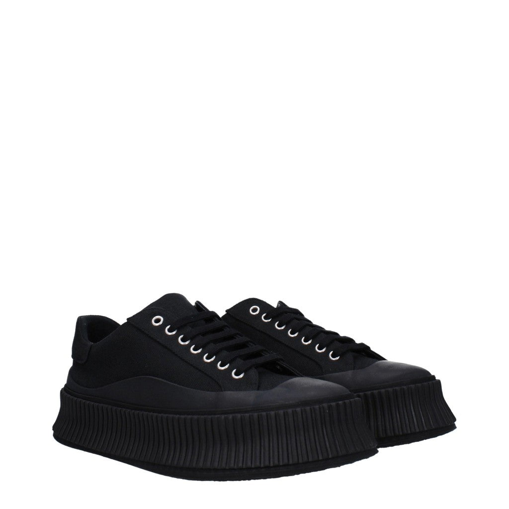 Jil Sander Low-Top Sneakers van textiel en rubber – Zwart