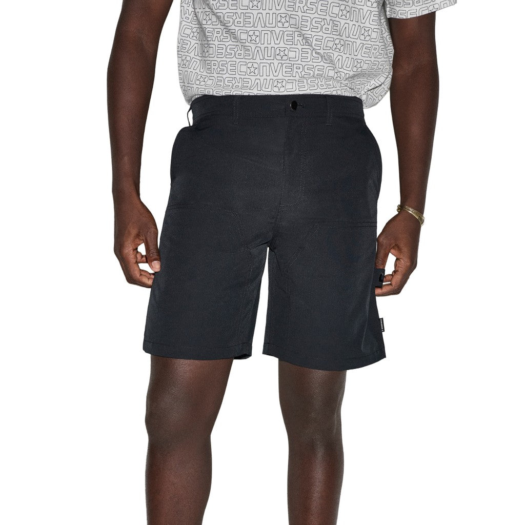 Converse Bermuda short met knoop- en ritssluiting en logo – Zwart