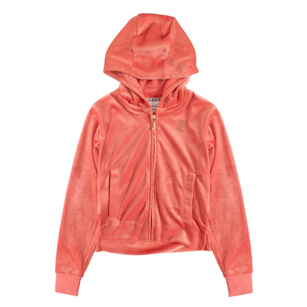 Juicy Couture Kids Chenille hoodie met rits – Koraal