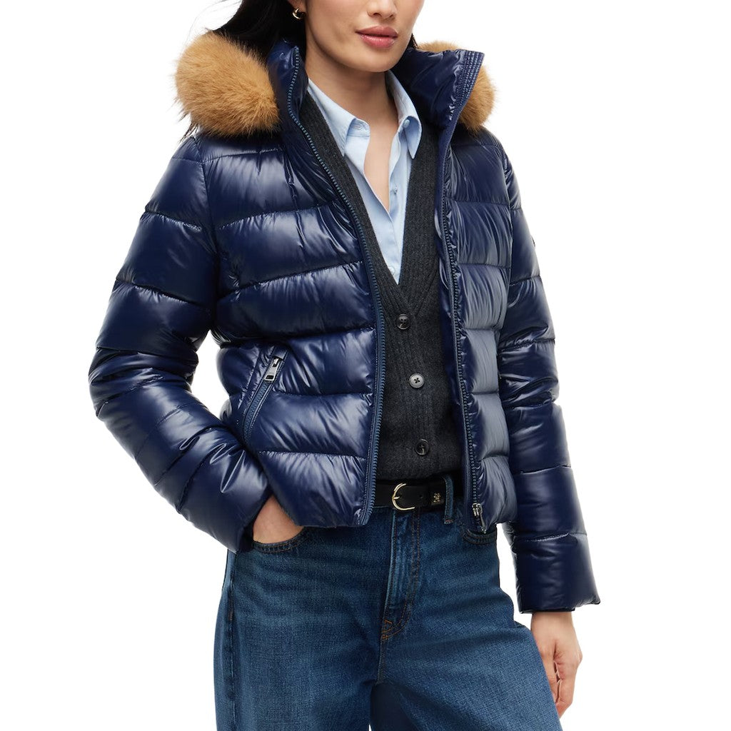 Tommy Hilfiger Donsjas met imitatiebont kraag – Blauw