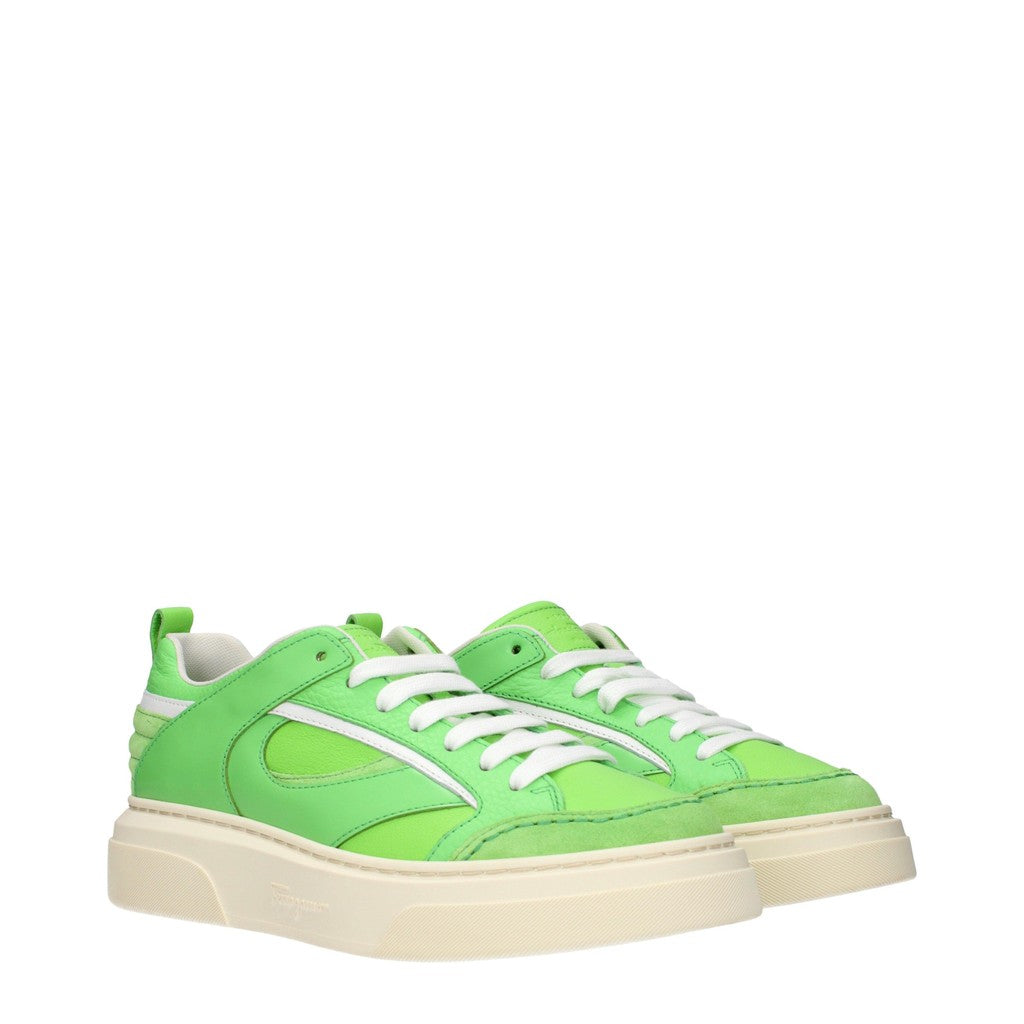 Salvatore Ferragamo Cassina Sneakers van leer en suède – Groen