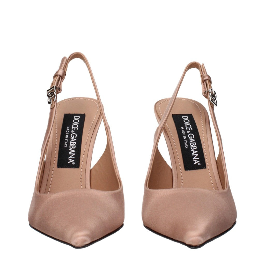Dolce & Gabbana Pumps met gesp en puntige neus – Beige / Roze