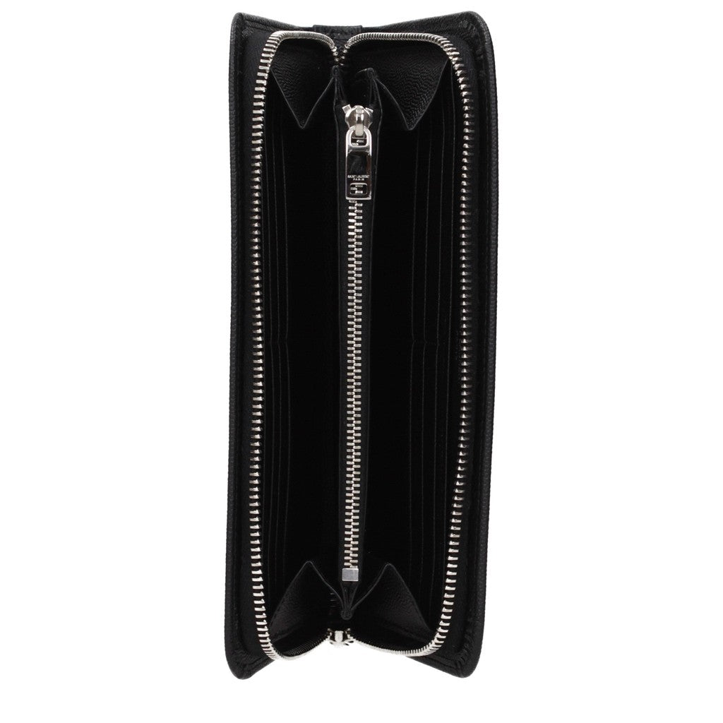 Saint Laurent Ruime portemonnee met rits en muntvak – Zwart