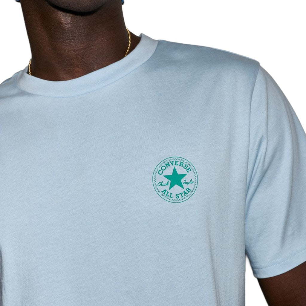 Converse T-shirt met print en bedrukt logo – Lichtblauw