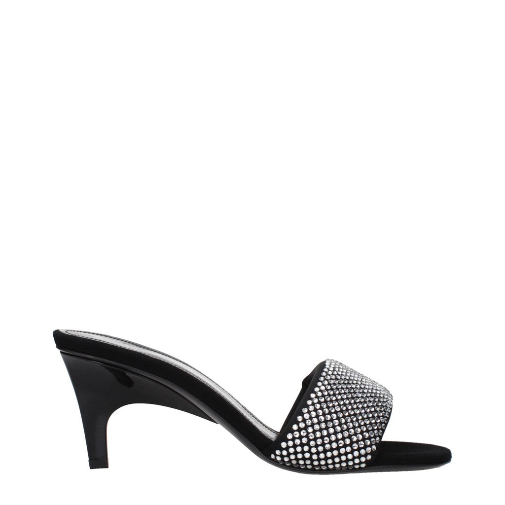 Prada Sandalen met hak en open neus – Zwart / Zilver