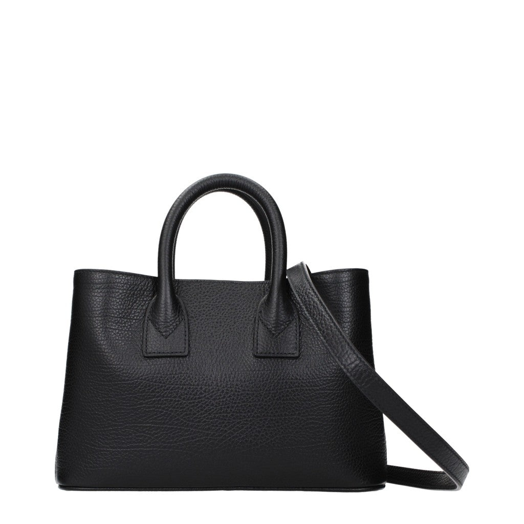 Burberry Handtas van leer en stof – Zwart