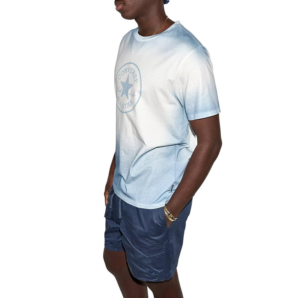 Converse Tweekleurig T-shirt met bedrukt logo – Blauw